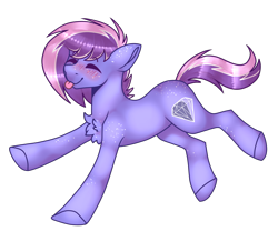 Size: 2544x2118 | Tagged: safe, artist:tuzz-arts, oc, oc only, oc:berry frost, pony, chest fluff, eyes closed, freckles, jumping, simple background, solo, tongue out, transparent background