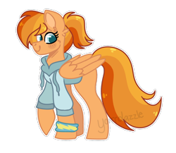 Size: 1006x875 | Tagged: safe, artist:yourrdazzle, oc, oc only, pegasus, pony, clothes, female, hoodie, mare, offspring, parent:flash magnus, parent:rainbow dash, parents:dashmagnus, simple background, solo, transparent background