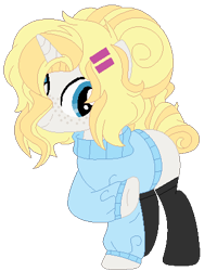 Size: 344x430 | Tagged: safe, artist:bezziie, derpibooru import, oc, pony, unicorn, clothes, female, mare, simple background, socks, solo, sweater, transparent background, turtleneck