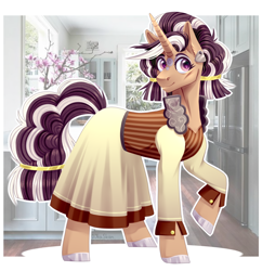 Size: 2588x2676 | Tagged: safe, artist:djkaskan, saffron masala, zesty gourmand, pony, unicorn, clothes, dress, female, fusion, mare, solo