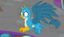 Size: 455x262 | Tagged: safe, derpibooru import, screencap, gallus, griffon, school raze, chest fluff, claws, cropped, majestic, male, paws, tail, wings
