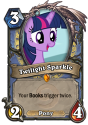Size: 400x569 | Tagged: safe, twilight sparkle, twilight sparkle (alicorn), alicorn, pony, card, cropped, cute, hearthstone, that pony sure does love books, twiabetes, warcraft