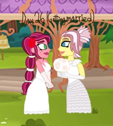 Size: 846x944 | Tagged: safe, artist:ktd1993, gloriosa daisy, vignette valencia, equestria girls, 30 day otp challenge, camp everfree, clothes, dress, female, gloriette, lesbian, marriage, shipping, wedding, wedding dress