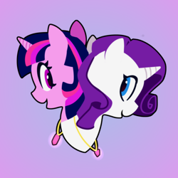 Size: 2000x2000 | Tagged: safe, artist:lilfunkman, derpibooru import, rarity, twilight sparkle, pony, unicorn, fanfic:the enchanted library, female, lesbian, rarilight, shipping, smiling