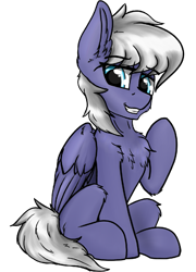 Size: 931x1296 | Tagged: safe, artist:notimportantinternetperson, oc, oc only, oc:starspot, pegasus, pony, 2020 community collab, derpibooru community collaboration, looking at you, male, raised hoof, sitting, smiley face, solo, stallion, transparent background