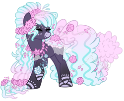 Size: 1600x1303 | Tagged: safe, artist:crystal-tranquility, oc, oc:aura cascade, original species, pond pony, eyes closed, female, mare, simple background, solo, transparent background