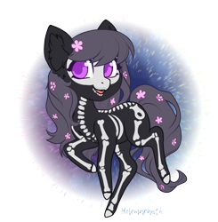 Size: 3700x3768 | Tagged: safe, artist:helemaranth, oc, oc:witch, earth pony, pony, blank flank, cute, flower, flower in hair, purple eyes, rcf community, simple background, smiling, solo, tattoo, transparent background