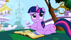 Size: 1280x720 | Tagged: safe, derpibooru import, screencap, twilight sparkle, unicorn twilight, pony, unicorn, friendship is magic, book, book of harmony, female, mare, solo