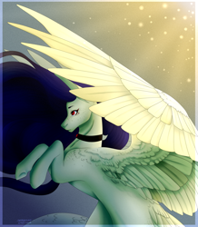Size: 2872x3297 | Tagged: safe, artist:amcirken, oc, oc only, oc:serazimelii, pegasus, pony, awesome, female, large wings, mare, solo, wings
