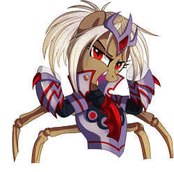 Size: 981x975 | Tagged: safe, artist:pepooni, derpibooru import, oc, oc:queen valaria, lamia, original species, snake pony, armor, buck legacy, crown, jewelry, looking at you, red eyes, regalia, simple background, solo, transparent background, white hair