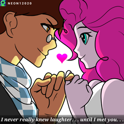 Size: 2000x2000 | Tagged: safe, artist:9987neondraws, pinkie pie, oc, oc:copper plume, equestria girls, canon x oc, commission, commissioner:imperfectxiii, copperpie, female, high res, looking at each other, male, shipping, straight
