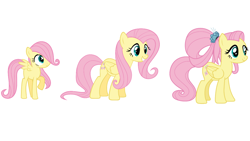 Size: 1280x720 | Tagged: safe, fluttershy, pegasus, pony, the last problem, age progression, comparison, female, filly, filly fluttershy, foal, mare, older, older fluttershy, wings, younger