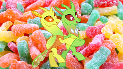 Size: 1920x1080 | Tagged: safe, artist:dwk, screencap, clypeus, changedling, changeling, candy, food, sour patch kids, totally legit recap