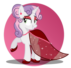 Size: 1280x1225 | Tagged: safe, artist:tenderrain46, sweetie belle, pony, unicorn, clothes, dress, ear piercing, earring, female, gala dress, jewelry, necklace, older, pearl necklace, piercing, simple background, solo, transparent background