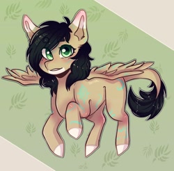 Size: 1440x1418 | Tagged: safe, artist:your-fella-bella, derpibooru import, oc, oc:rune, pegasus, pony, female, flying, green eyes, looking at you, mare, solo