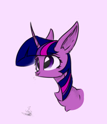 Size: 829x964 | Tagged: safe, artist:tmochka, twilight sparkle, unicorn twilight, pony, unicorn, :p, bust, cute, female, long horn, mare, silly, simple background, solo, tongue out, twiabetes, white background