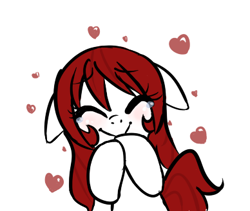 Size: 388x328 | Tagged: safe, artist:jessy, derpibooru import, oc, oc only, oc:palette swap, earth pony, pony, ^^, blushing, eyes closed, female, floppy ears, heart, mare, simple background, smiling, solo, tumblr:ask palette swap, white background