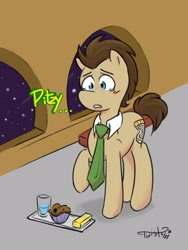 Size: 1200x1600 | Tagged: safe, artist:discordwhooves-fans, doctor whooves, pony, butter, food, lovestruck derpy, muffin, solo