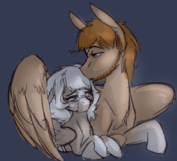 Size: 1532x1394 | Tagged: safe, artist:b(r)at, oc, oc:coffee creamtrain, oc:geartrain, pegasus, pony, comforting, crying, female, husband and wife, male, mare, stallion, vent art