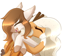 Size: 1700x1500 | Tagged: safe, artist:sugaryicecreammlp, derpibooru import, oc, oc only, oc:caramel drizzle, oc:pumpkin spice, bat pony, pony, female, hug, mare, simple background, transparent background