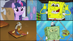 Size: 1920x1080 | Tagged: safe, artist:cartoonmasterv3, edit, edited screencap, screencap, discord, twilight sparkle, twilight sparkle (alicorn), alicorn, pony, the ending of the end, the summer sun setback, comic, meme, op is a cuck, spongebob squarepants