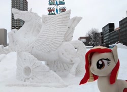 Size: 2048x1480 | Tagged: safe, artist:hihin1993, oc, oc only, oc:poniko, pegasus, craft, japan, plushie, sculpture, snow