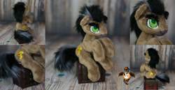 Size: 1935x1000 | Tagged: safe, artist:essorille, derpibooru import, doctor caballeron, earth pony, pony, chest, cute, cutealleron, eyebrows, fluffy, fluffy mane, irl, male, missing accessory, no clothes, photo, plushie, solo, stallion