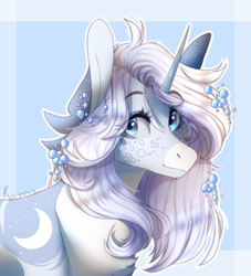 Size: 1440x1587 | Tagged: safe, artist:skimea, oc, pony, unicorn, bust, female, mare, portrait, solo