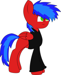 Size: 2477x3000 | Tagged: safe, artist:flame starkly, artist:onil innarin, oc, oc:flame pepper, demon, demon pony, original species, pegasus, black sweater, simple background, transparent background