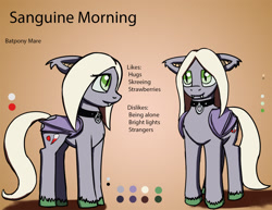 Size: 1280x989 | Tagged: safe, artist:warskunk, derpibooru import, oc, oc:sanguine morning, bat pony, pony, bat pony oc, reference sheet, solo