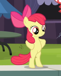 Size: 372x460 | Tagged: safe, derpibooru import, screencap, apple bloom, earth pony, pony, leap of faith, adorabloom, bipedal, cropped, cute, female, filly, foal, hooves on hips, human pose, solo, standing