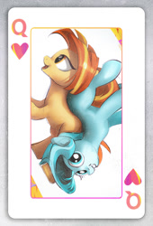 Size: 636x938 | Tagged: safe, artist:coldrivez, lighthoof, shimmy shake, earth pony, pony, 2 4 6 greaaat, card, cute, duo, female, lightorable, mare, queen of hearts, shakeabetes, smiling