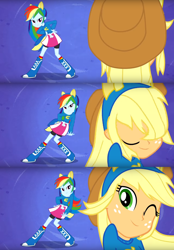 Size: 1352x1940 | Tagged: safe, edit, screencap, applejack, rainbow dash, equestria girls, equestria girls (movie), female, helping twilight win the crown, pose, wondercolts, wondercolts uniform