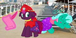 Size: 2119x1080 | Tagged: safe, artist:rainbow eevee edits, artist:徐詩珮, fizzlepop berrytwist, glitter drops, tempest shadow, unicorn, series:sprglitemplight diary, series:sprglitemplight life jacket days, series:springshadowdrops diary, series:springshadowdrops life jacket days, alternate universe, broken horn, clothes, cute, female, glitterbetes, glittershadow, horn, lesbian, looking at you, nap, onomatopoeia, paw patrol, shipping, sleeping, sound effects, swimsuit, tempestbetes, zzz