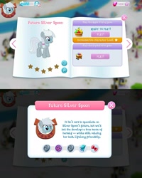 Size: 1280x1600 | Tagged: safe, screencap, silver spoon, earth pony, pony, the last problem, female, gameloft, gem, mare, older, older silver spoon, text