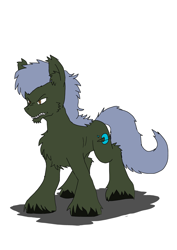 Size: 2508x3541 | Tagged: safe, alternate version, artist:omegapony16, oc, oc only, oc:oriponi, hengstwolf, pony, werewolf, colored, male, sharp teeth, simple background, stallion, teeth, unshorn fetlocks, white background