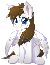 Size: 1500x1950 | Tagged: safe, artist:bigshot232, artist:kooriiko, oc, oc only, oc:blue skies, pegasus, pony, 2020 community collab, bags under eyes, cheek fluff, chest fluff, derpibooru community collaboration, ear fluff, female, looking at you, mare, simple background, sitting, solo, transparent background