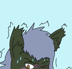 Size: 1141x1081 | Tagged: safe, artist:omegapony16, oc, oc only, oc:oriponi, hengstwolf, werewolf, blushing, cropped, simple background, solo, sweat