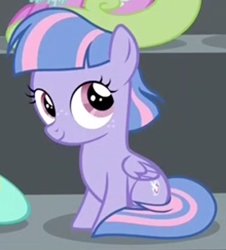 Size: 746x827 | Tagged: safe, screencap, wind sprint, pegasus, pony, common ground, cropped, female, filly, foal, sitting, smiling, solo focus