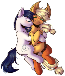 Size: 1024x1197 | Tagged: safe, artist:ak4neh, applejack, oc, oc:constance everheart, earth pony, pony, canon x oc, couple, everjack, female, male, mare, shipping, simple background, stallion, straight, transparent background