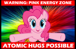 Size: 1463x947 | Tagged: safe, artist:kayman13, artist:loboguerrero, pinkie pie, pony, imminent hape, imminent hugs, it's coming right at us, solo