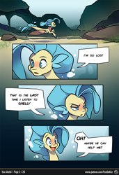 Size: 873x1280 | Tagged: safe, artist:kez, derpibooru import, princess skystar, seapony (g4), comic:sea shells, my little pony: the movie, comic, lost, underwater