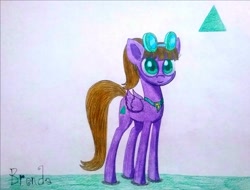 Size: 1161x883 | Tagged: safe, artist:dialysis2day, oc, oc:brenda, pegasus, pony, female, goggles, mare, solo, traditional art