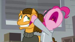 Size: 1920x1080 | Tagged: safe, screencap, cheese sandwich, pinkie pie, earth pony, pony, the last laugh, stretching