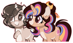 Size: 2393x1421 | Tagged: safe, artist:jxst-alexa, derpibooru import, oc, oc only, oc:alexa, oc:melanie, pony, unicorn, female, mare, simple background, transparent background