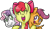 Size: 1076x616 | Tagged: safe, artist:srsishere, derpibooru import, apple bloom, scootaloo, sweetie belle, pegasus, pony, unicorn, cutie mark crusaders, female, filly, hug, open mouth, simple background, smiling, transparent background, trio