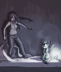 Size: 679x800 | Tagged: safe, artist:28gooddays, apple bloom, human, pony, bed, bow, description is relevant, monochrome, phone, sms