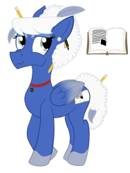 Size: 900x1200 | Tagged: safe, artist:sixes&sevens, pegasus, pony, choker, ear piercing, earring, female, jewelry, lucretia, pen, pencil, piercing, ponified, quill, simple background, socks (coat marking), spoilers for another series, the adventure zone, transparent background