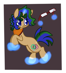 Size: 1870x2040 | Tagged: safe, artist:hedgehog-plant, oc, oc only, oc:mind gate, unicorn, bandana, cutie mark, floating, glasses, solo, two toned mane, two toned tail