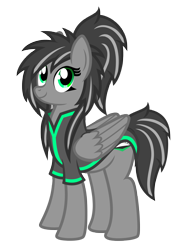 Size: 2341x3210 | Tagged: safe, artist:cyril_deroach, oc, oc:morning star, pegasus, pony, clothes, coat, cutie mark, female, mare, ponytail, show accurate, simple background, solo, transparent background